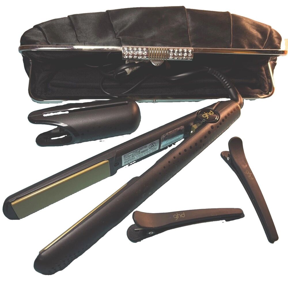 GHD 6.0 Professional Hair Straightener Flat Iron Black/Gold W/ Clips And Bag EUC
